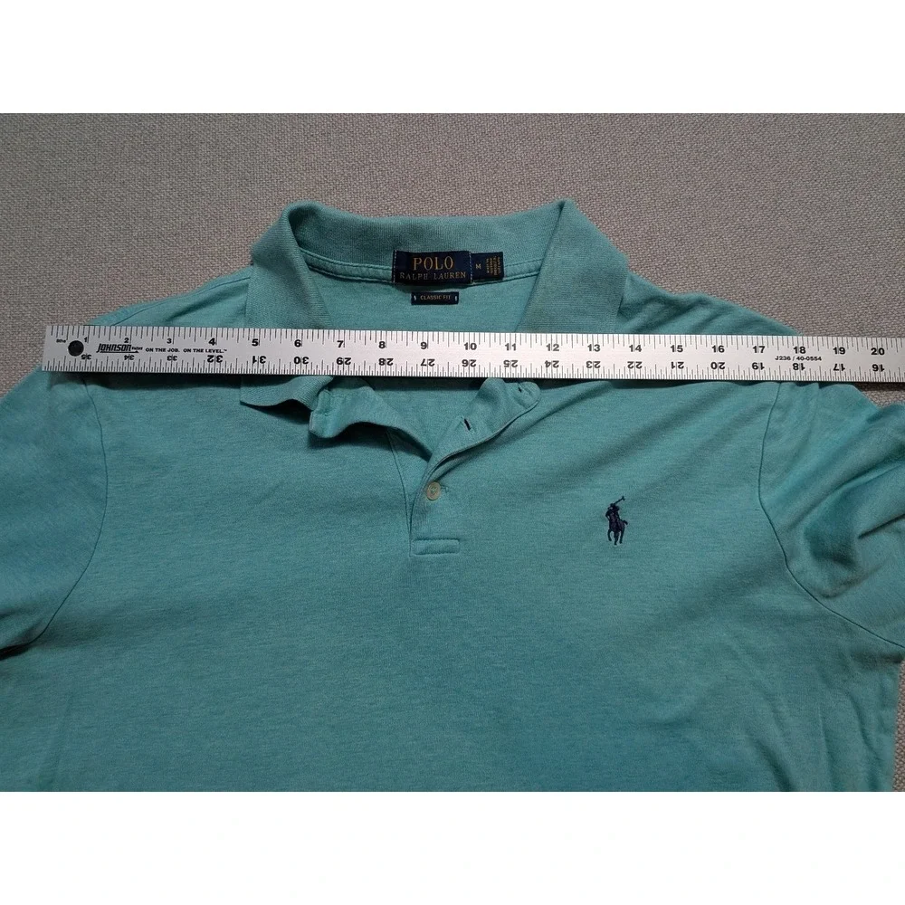 Polo Ralph Lauren Men's M Aqua Heather Polo Shirt Classic Fit Cotton Pony